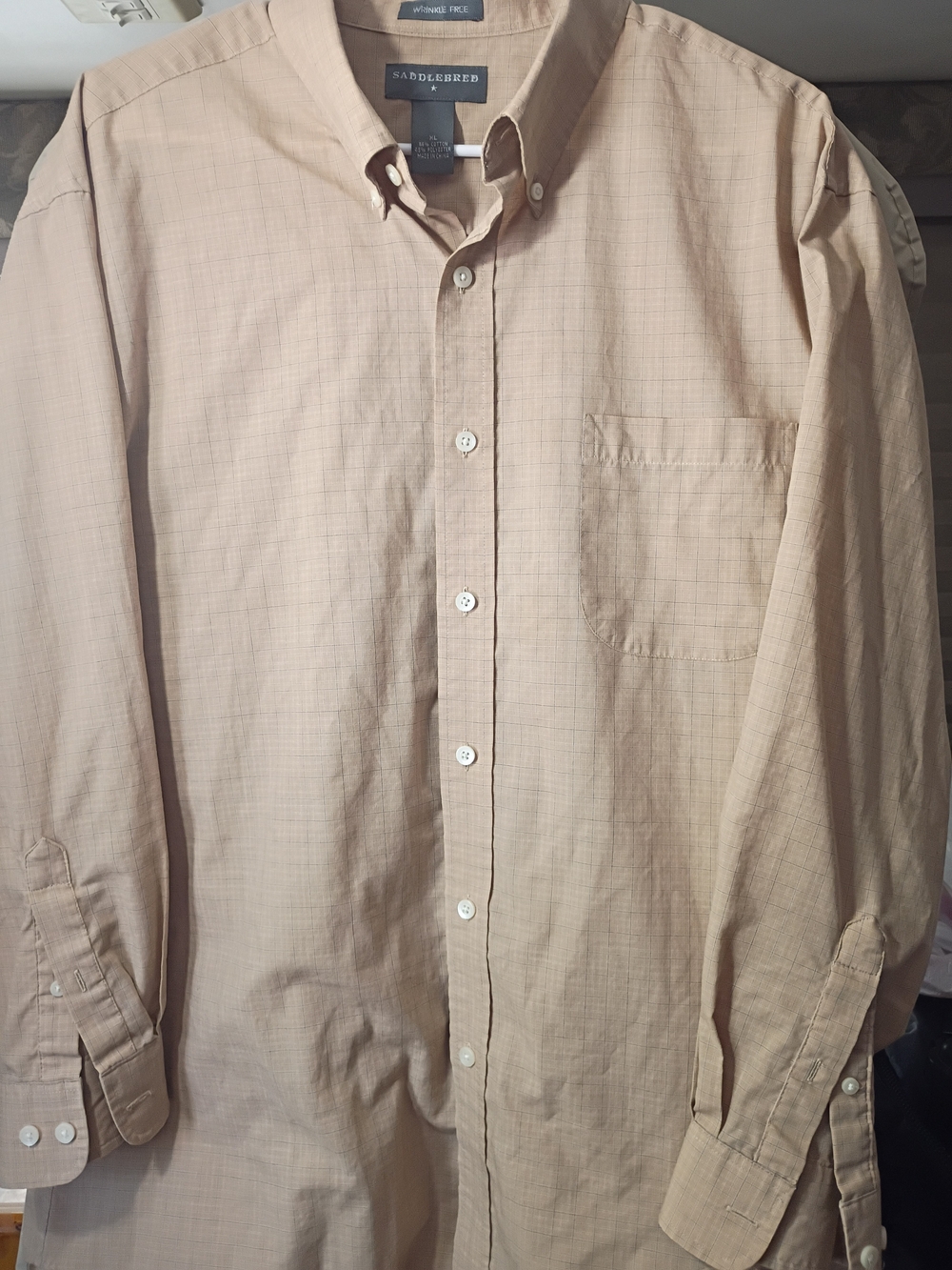Saddlebred Light Beige Long-Sleeve Button-Down Shirt